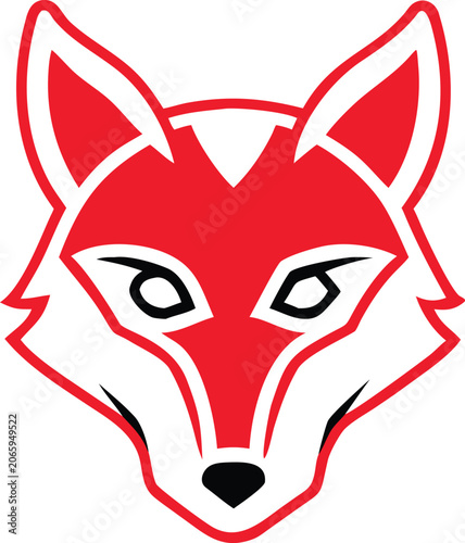 Modern stylized red and white fox head logo illustration representing smartness and agility ideal for branding or mascot design