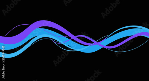 Glowing blue and purple waves on black background