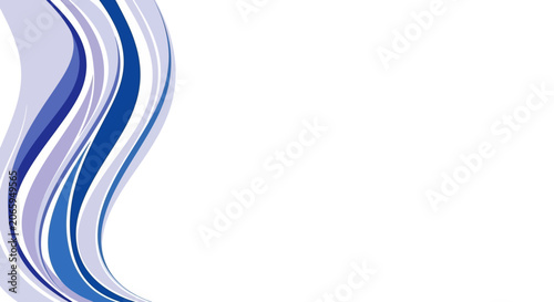 Vertical blue wave pattern on white side background.