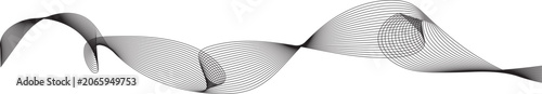 Foto A detailed black and white abstract wave pattern with varying line densities and smooth curves, creating a dynamic visual effect on a pure white background