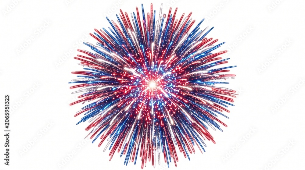 Obraz premium Fireworks Burst Celebration of American Independence Clip Art Isolated on White Background