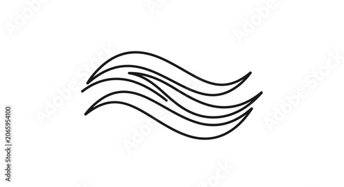 Minimalist Set of Parallel Wavy Lines Design on Isolated White Background