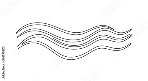 Set of Parallel Wavy Lines Design Element on Isolated White Background