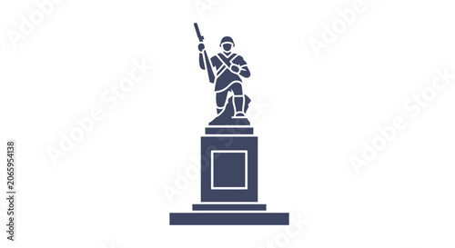 Minimalist Soldier Statue Icon on Pedestal
