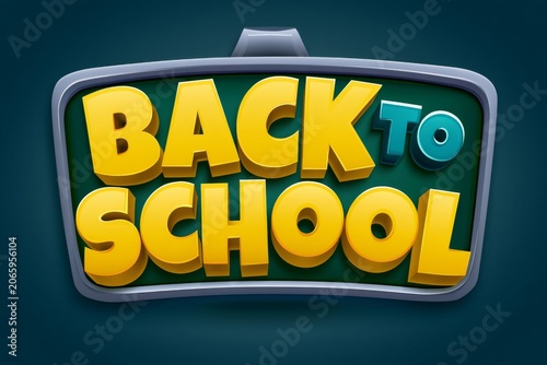 Back to school theme featuring large colorful text on a dark background with a simple design
