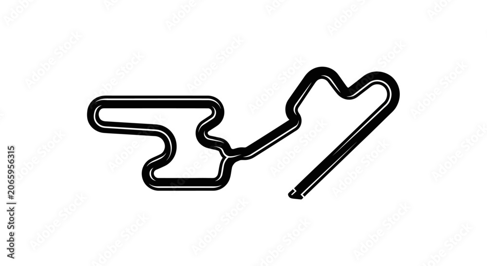 Naklejka premium Race Track Outline Vector Graphic - Motorsport Circuit Layout