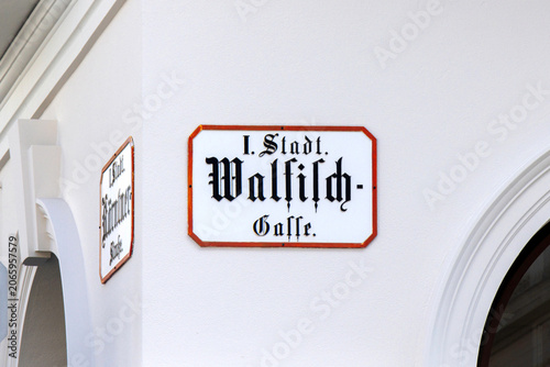 Fotografija Street name Walfisch Gasse -  whale street - in classical style in the first dis
