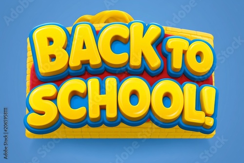 Back to school sign with colorful letters and bright background in a fun and cheerful style for school season