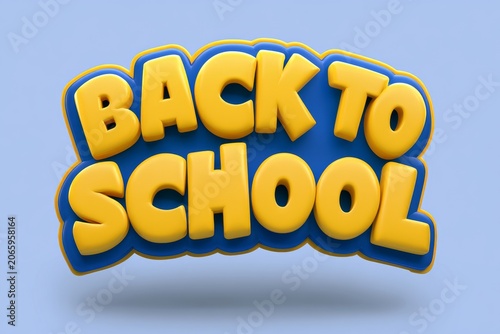 Big yellow letters spell back to school on a blue background. This is a reminder for students and parents about returning to classes