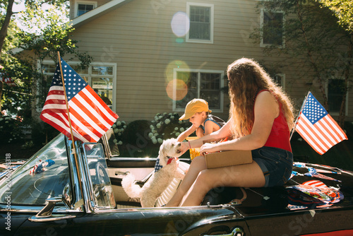 Tableau sur toile Kids in 4th of July parade