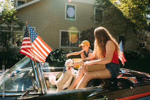 Two kids in July 4th parade