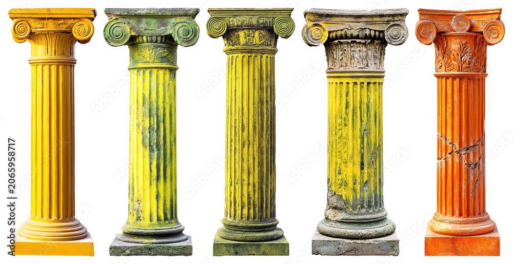 Fototapeta premium PNG Colorful ancient Greek columns on transparent background