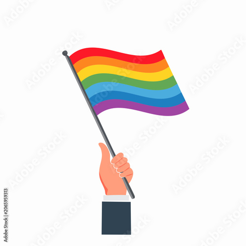 Hand Holding Rainbow Pride Flag