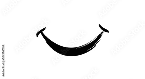 Tableau sur toile Thin Brush Stroke Smile Symbol Happy Face Isolated White Background