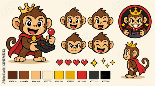 Photography Cartoon Monkey King Characters with Color Palette.