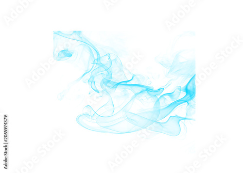 Obraz na plátně Soft abstract blue smoke swirl isolated on white background with abstract backgr
