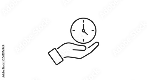 A hand holding a clock symbol.