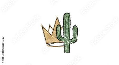 A cactus wearing a crown illustration.