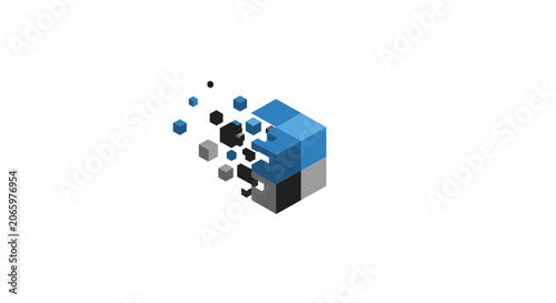 A blue cube with particles around it.
