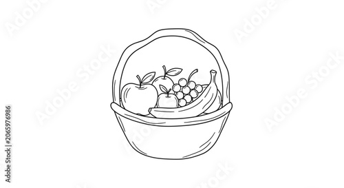 A line drawing of a fruit bowl.