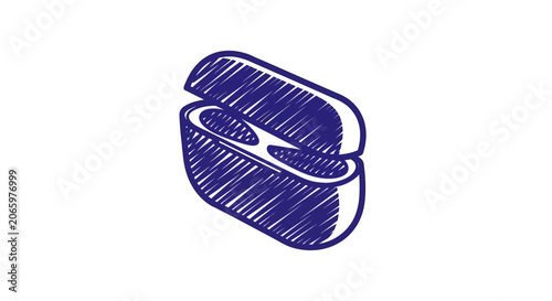 A blue illustration of a sandwich.