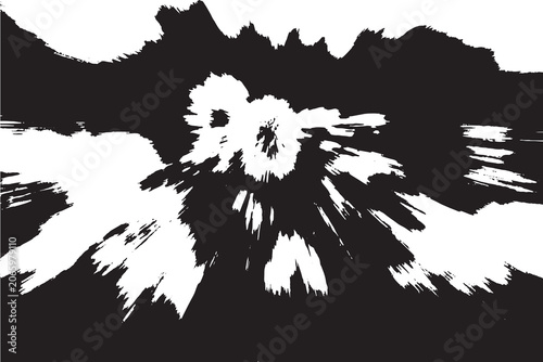 Graphic explosion effect background with scattered monochrome rays.