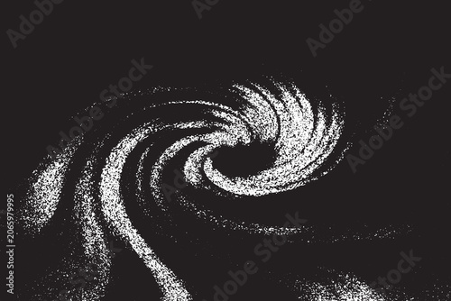Rough distressed halftone aesthetic with a mesmerizing liquid flow.
