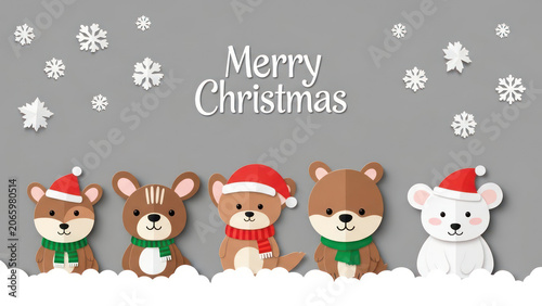 Christmas Town Scene with Carolers Tree Santa and Snow