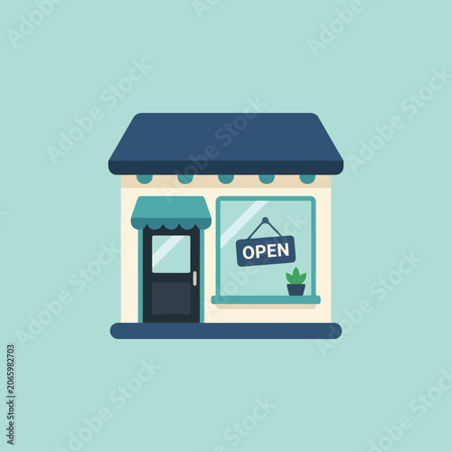 A flat vector illustration of a small local retail shop front
