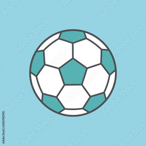 Minimalist vector illustration of a soccer ball on blue