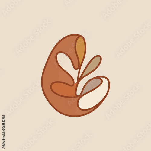An abstract organic shape with warm earth tones on beige background