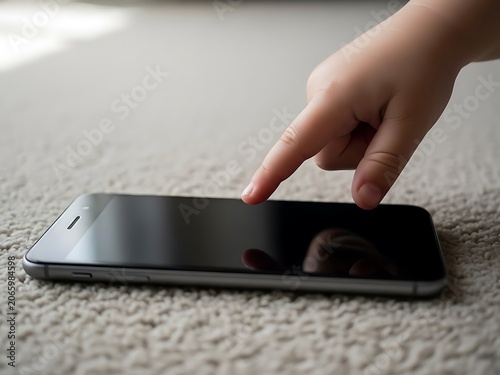 Child's Hand on Smartphone Screen Early Interaction with Digital Technology  Screen Time