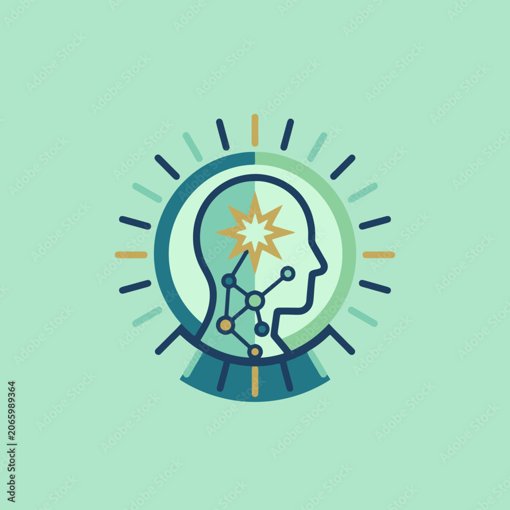 Fototapeta premium A stylized icon representing human intelligence and mental growth