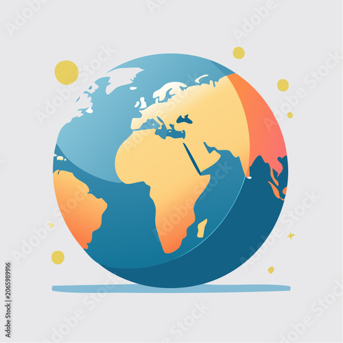 Stylized illustration of planet Earth with continents visible