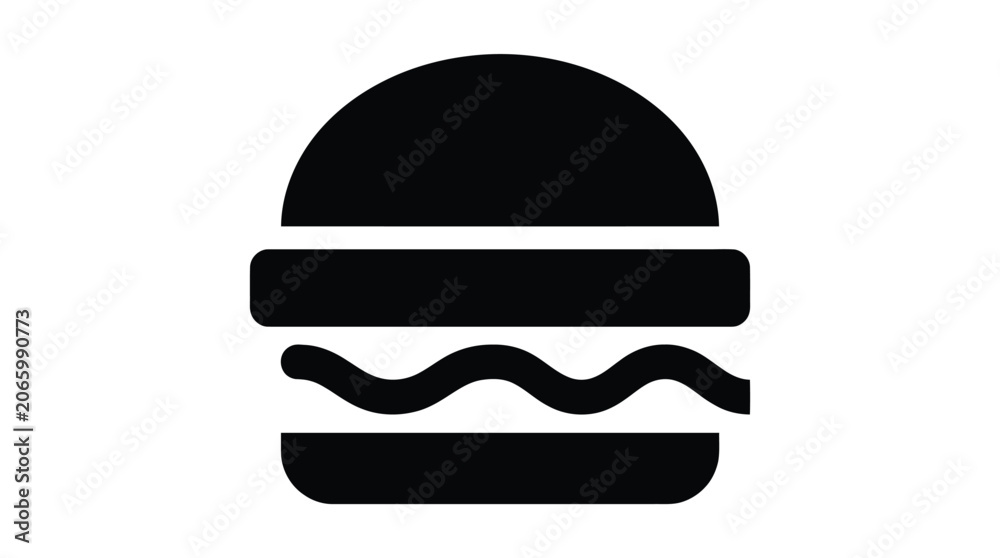 Fototapeta premium Hamburger icon displays a classic fast food sandwich silhouette.