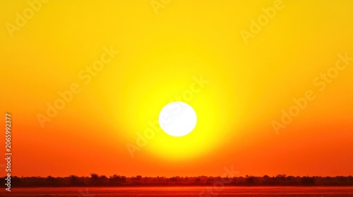 Vivid sunset over a flat landscape.