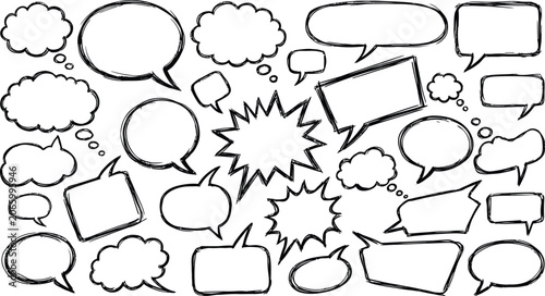 Hand drawn speech bubbles and comic book elements collection for design projects