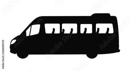 A black silhouette of a passenger van is shown against a white background.