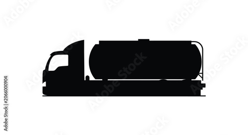 A black silhouette of a tanker truck is depicted on a white background.