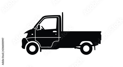 A black silhouette of a small pickup truck is shown on a white background.
