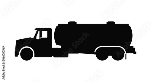 A silhouette of a tanker truck is shown against a white background.