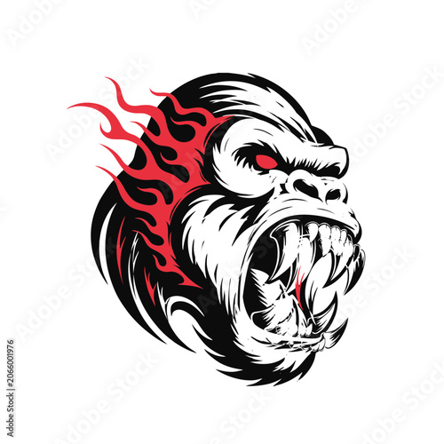 Highly detailed gorilla mascot head
