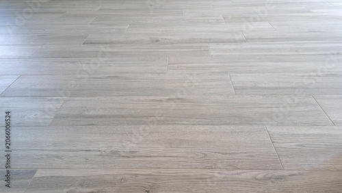 Light Gray Wood‑Look Flooring with Subtle Grain Texture in Staggered Plank Layout