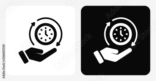 Black and white background style collection icon of Time Management