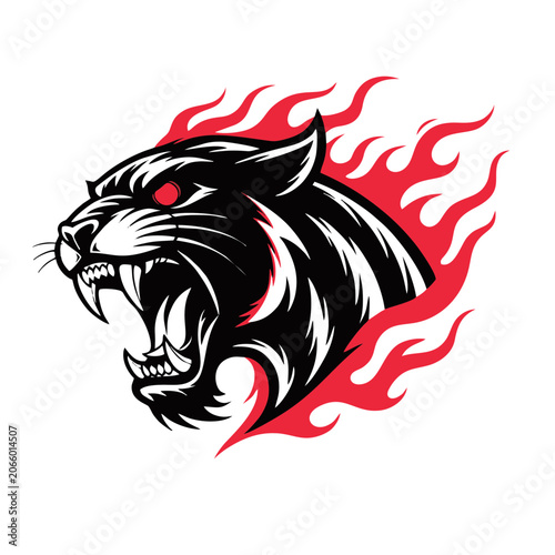 Highly detailed black panther mascot head