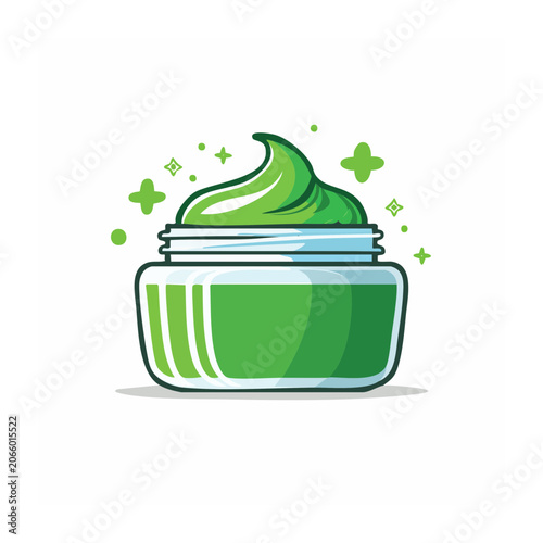 Green cream jar with sparkles