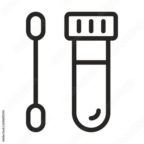 Cotton swab and medical test tube icon