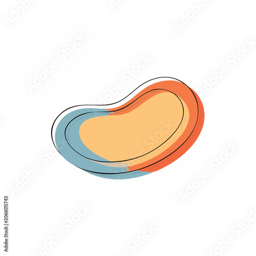 Abstract organic shape with flat design and outline