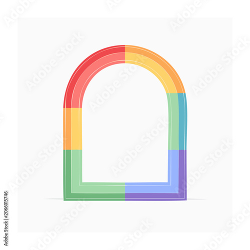 Arch frame with rainbow colors on white background