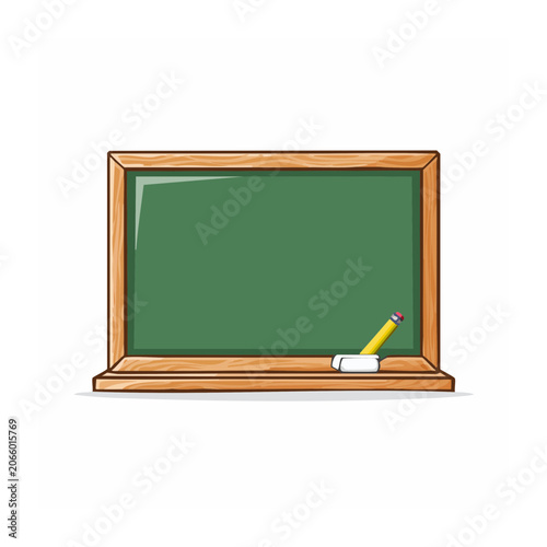 Cartoon chalkboard with pencil and eraser